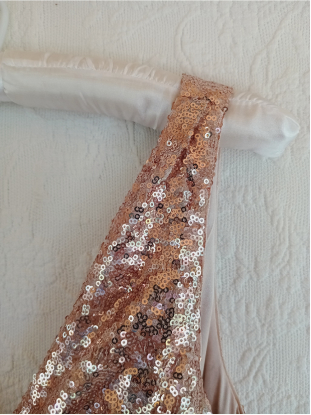 Miss Mint Rose Gold Sequin V-Neck Maxi Gown elegant sparkle floor length formal - Picture 4 of 12